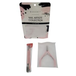 New Makartt Nail Artiste Cuticle Cutter Pusher Tool Set Pink